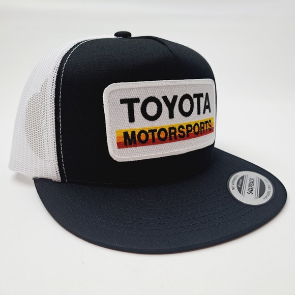Toyota Motorsports Retro Vintage Style Trucker Patch Hat Cap Flat Bill USA Embro - Picture 3 of 4